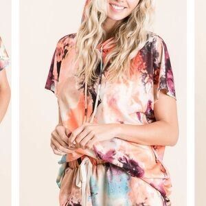 BiBi Multicolor Tie-Dye Hooded Top